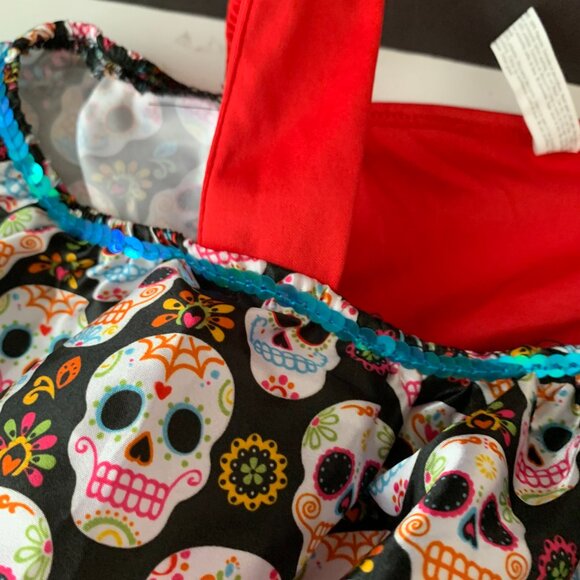 Halloween dress GIRLS PARTY CITY DAY OF THE DEAD SUGAR SKULL  COSTUME SIZE M - Picture 5 of 12